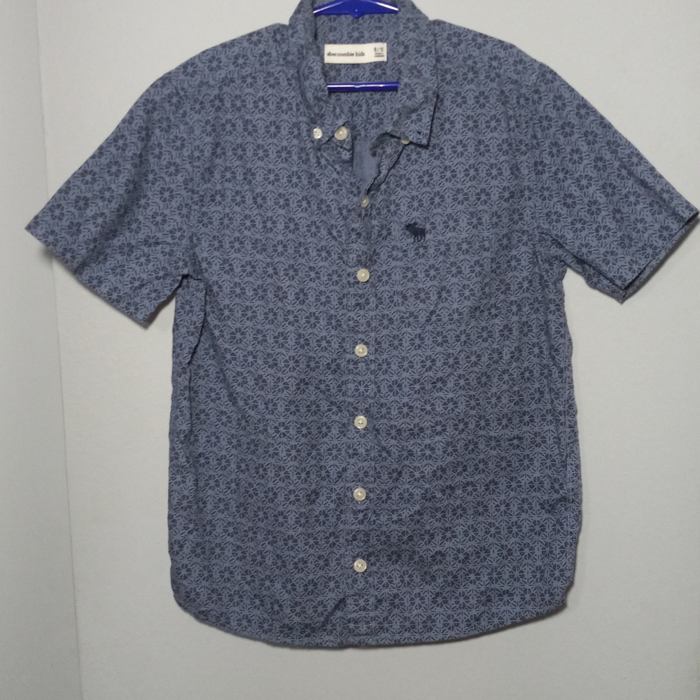 Abercrombie Kids Navy Patterned Button Down Shirt Size 9